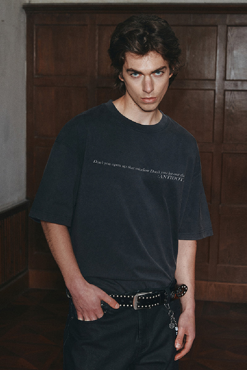 Washed Distressed Slogan Tee – Copping Zone