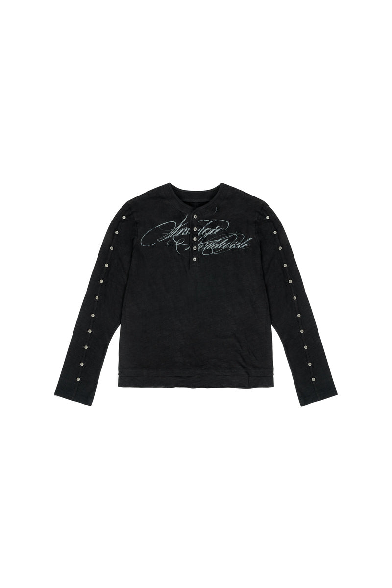 Studded Script Henley Longsleeve
