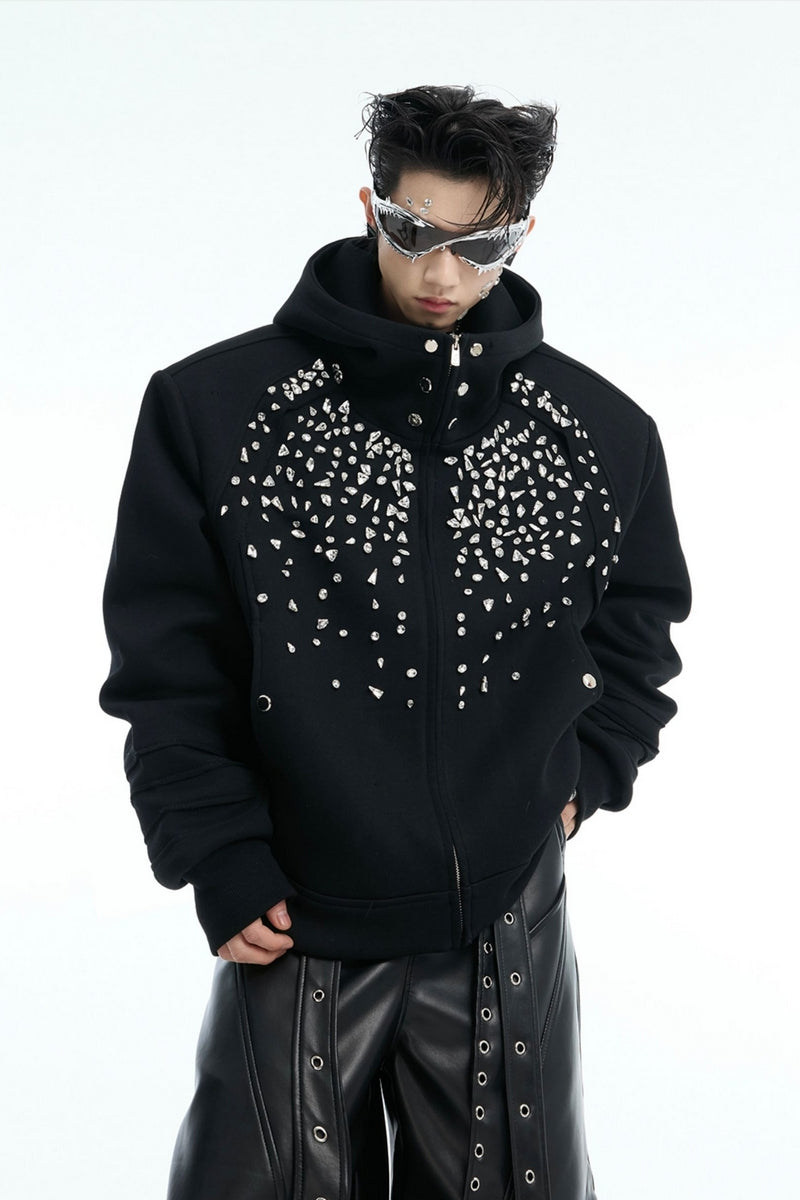 Rhinestone Zip-Up Hoodie – Copping Zone
