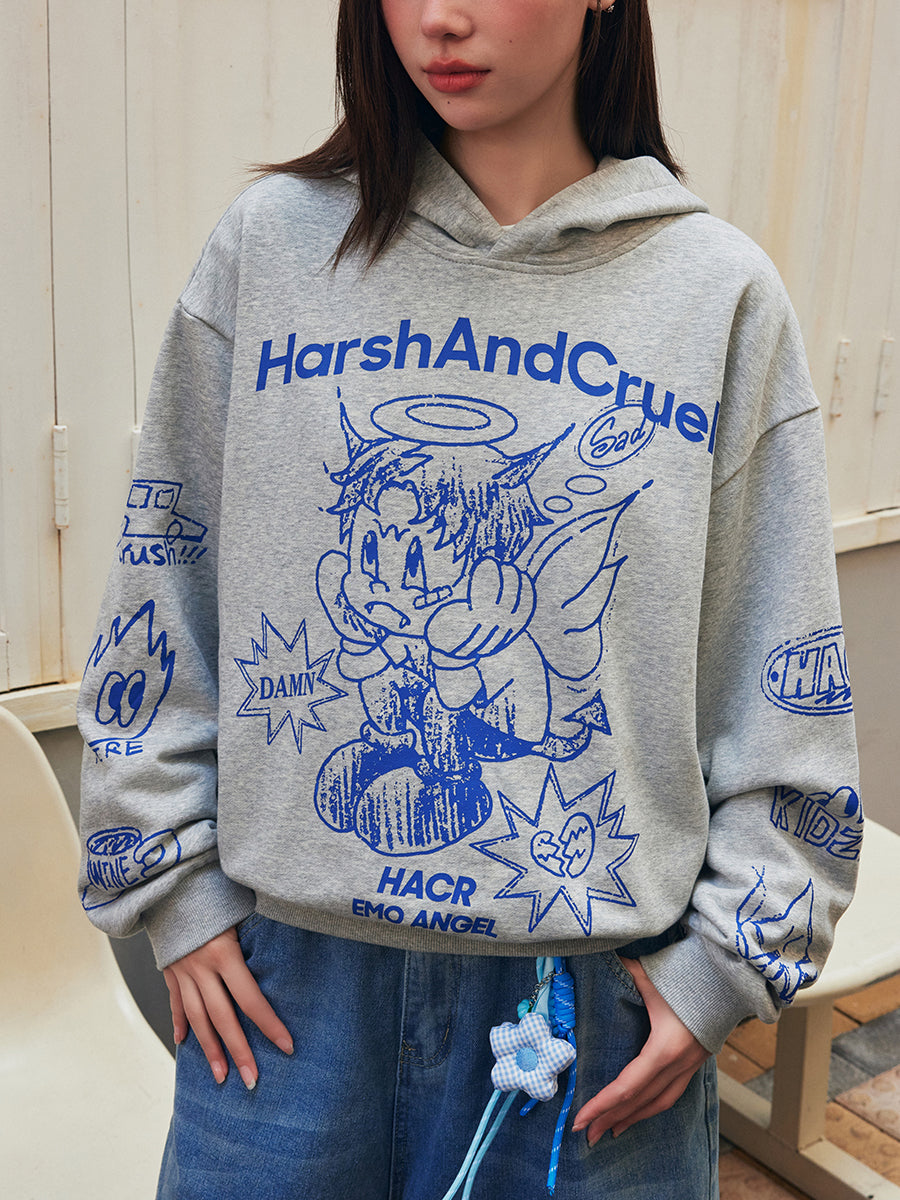 Emo Angel Printed Hoodie
