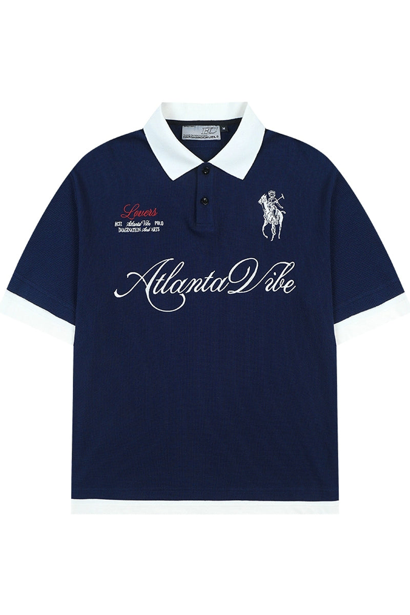 Layered Embroidered Crest Polo