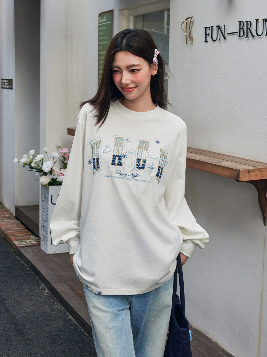 Day & Night Embroidered L/S Tee