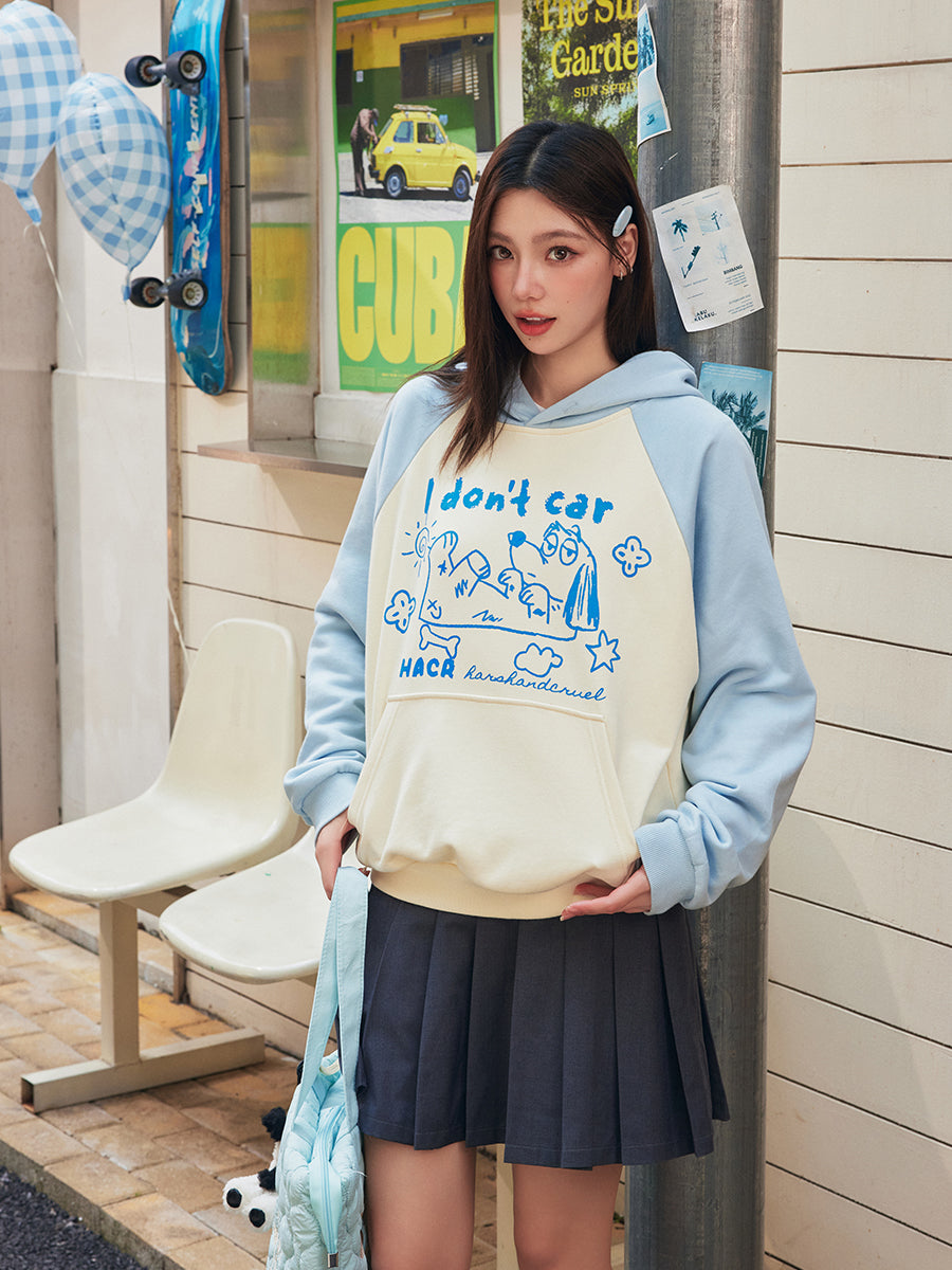 Hand Drawn Dog Raglan Hoodie