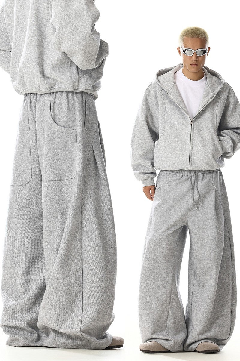 Grey Deconstructed Wide Sweatpants