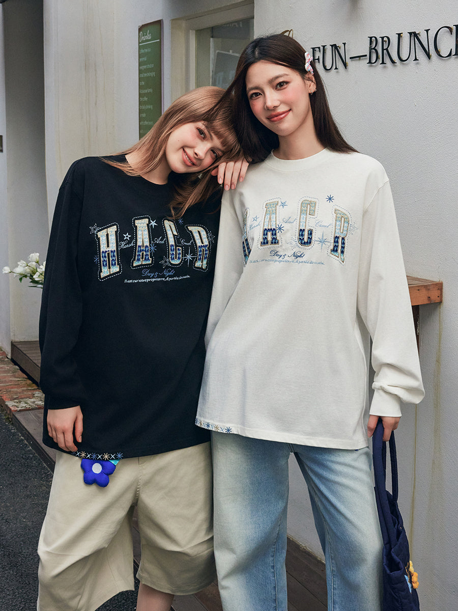Day & Night Embroidered L/S Tee