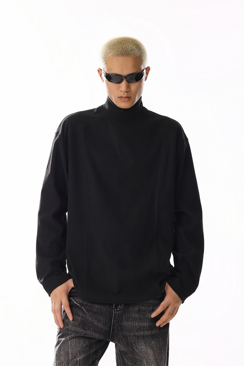 Grey Mock Neck Fleece Tee