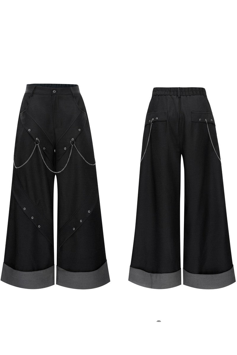 Chain Detail Wide Leg Pants