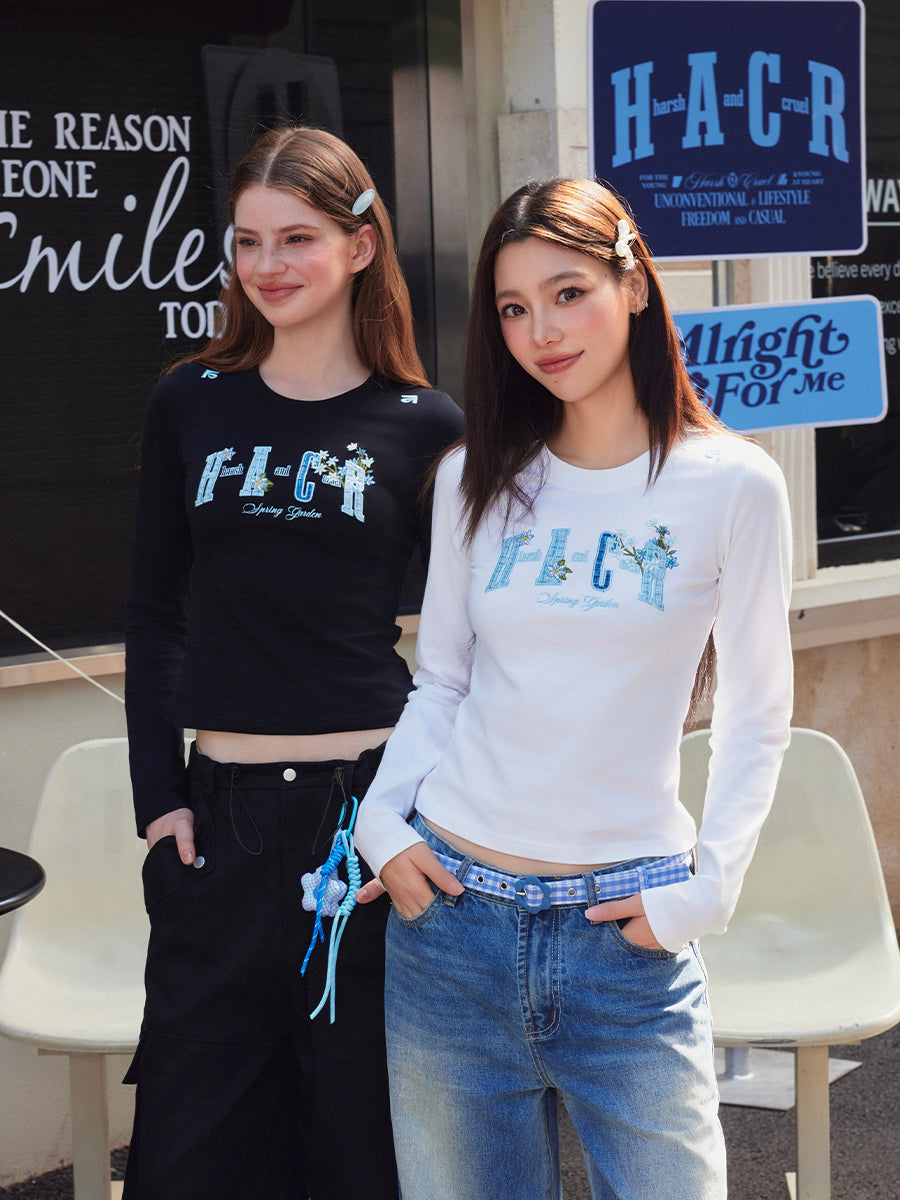 Slim Fit Blue Embroidered Tee