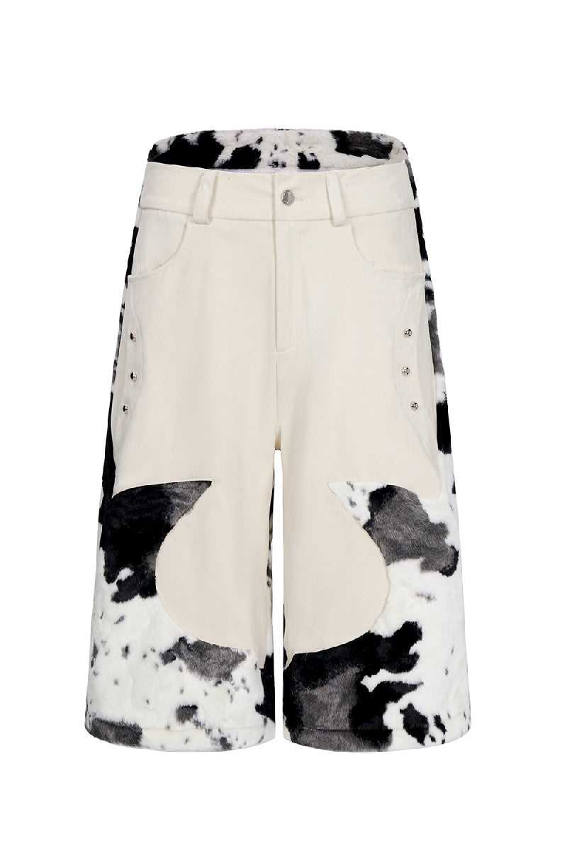 Patchwork Fleece Fur Shorts