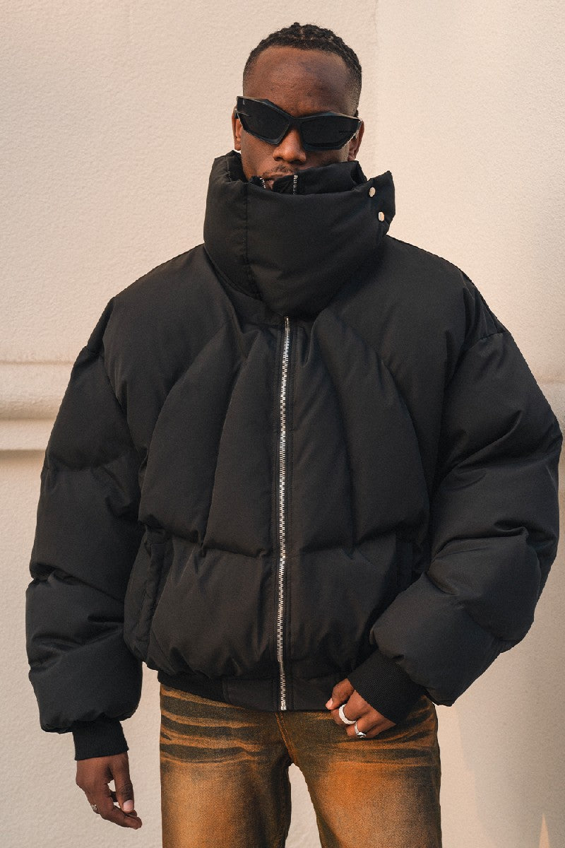 6×1 /HIGH COLLAR DOWN JACKET Men's Hooded down jacket with bubble effect | Black | Diesel