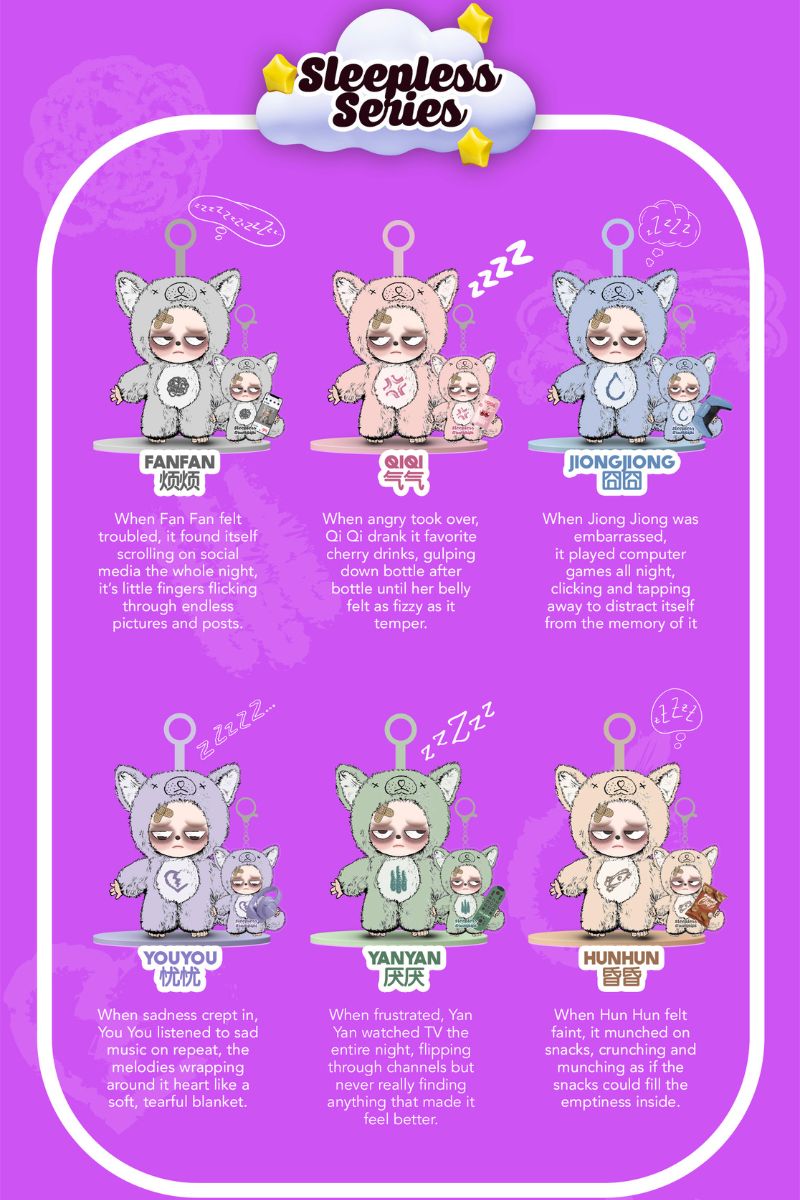 Sleepless Grumpipi™ Blind Box — Plush + Mini Keychain (Sleepless Series)