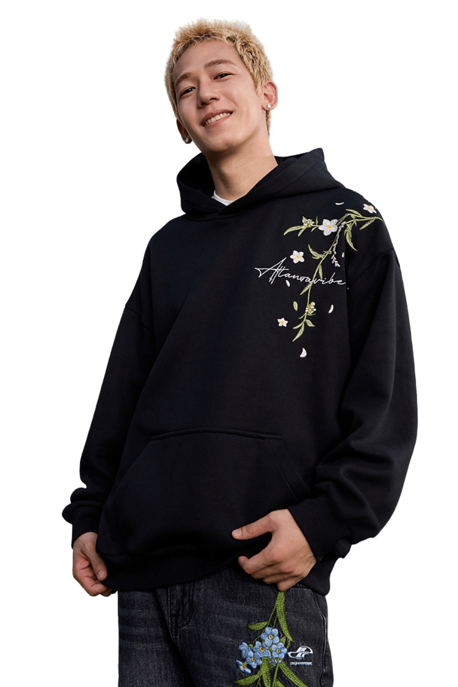 Floral Embroidered Graphic Hoodie - Harsh and Cruel – Copping Zone Floral Embroidered Graphic Hoodie - Harsh and Cruel – Copping Zone