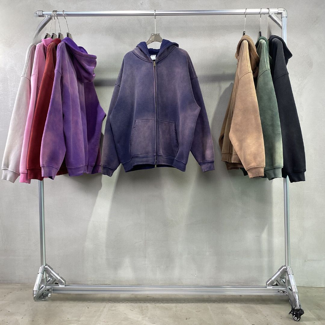 Vintage Spray-Dyed Zip Up Hoodie