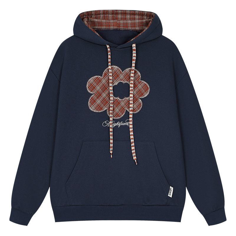 Flower Plaid Embroidered Hoodie
