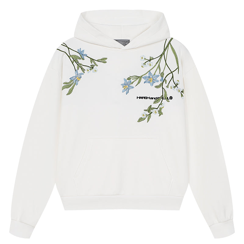 Violet Floral Embroidered Hoodie