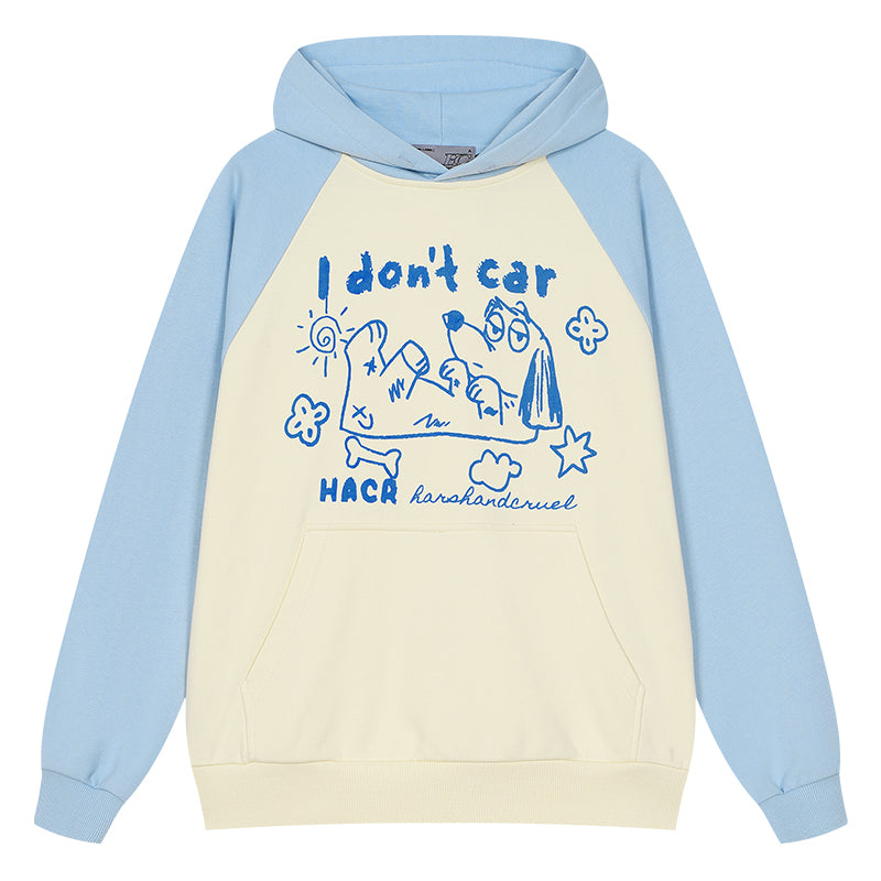 Hand Drawn Dog Raglan Hoodie