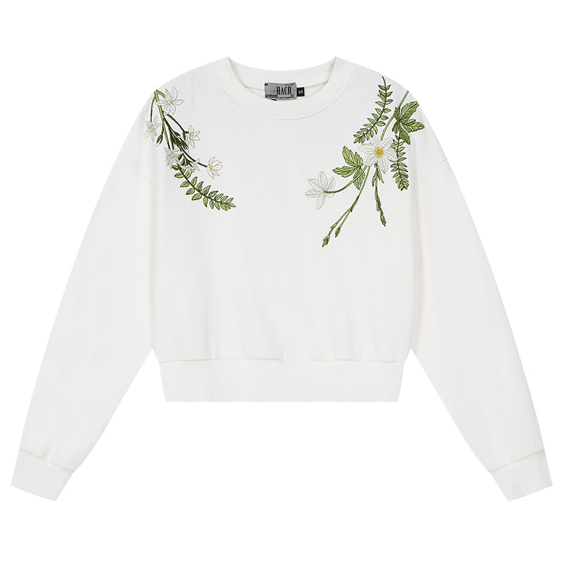 Green Wreath Cropped Sweatshirt