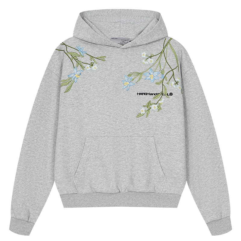 Violet Floral Embroidered Hoodie