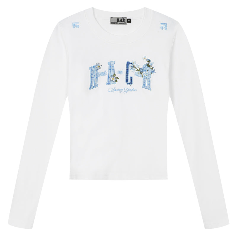 Slim Fit Blue Embroidered Tee