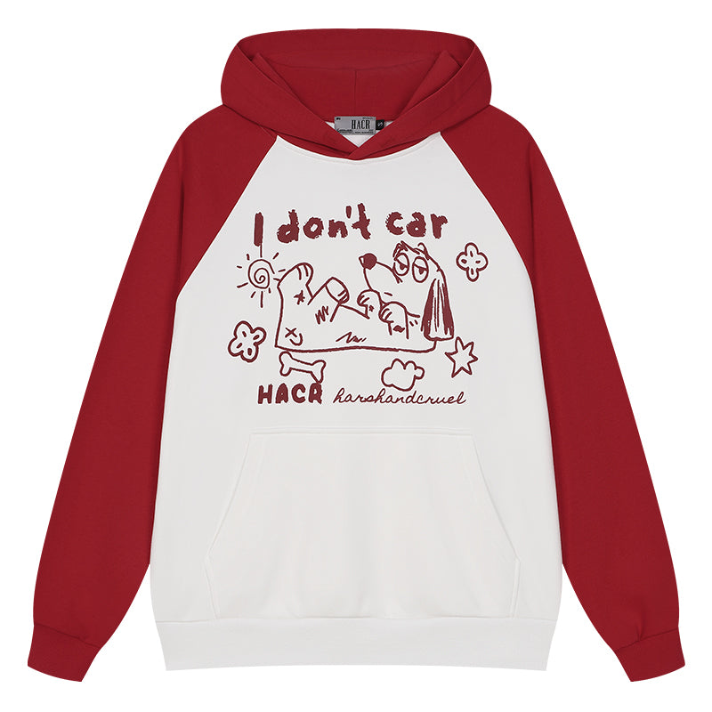 Hand Drawn Dog Raglan Hoodie