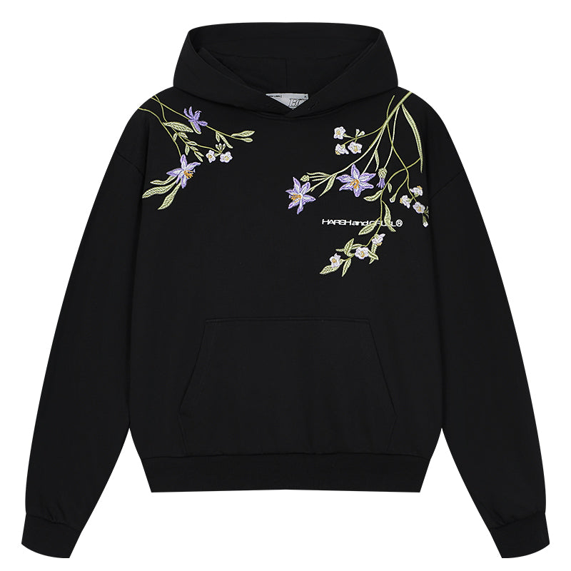 Violet Floral Embroidered Hoodie