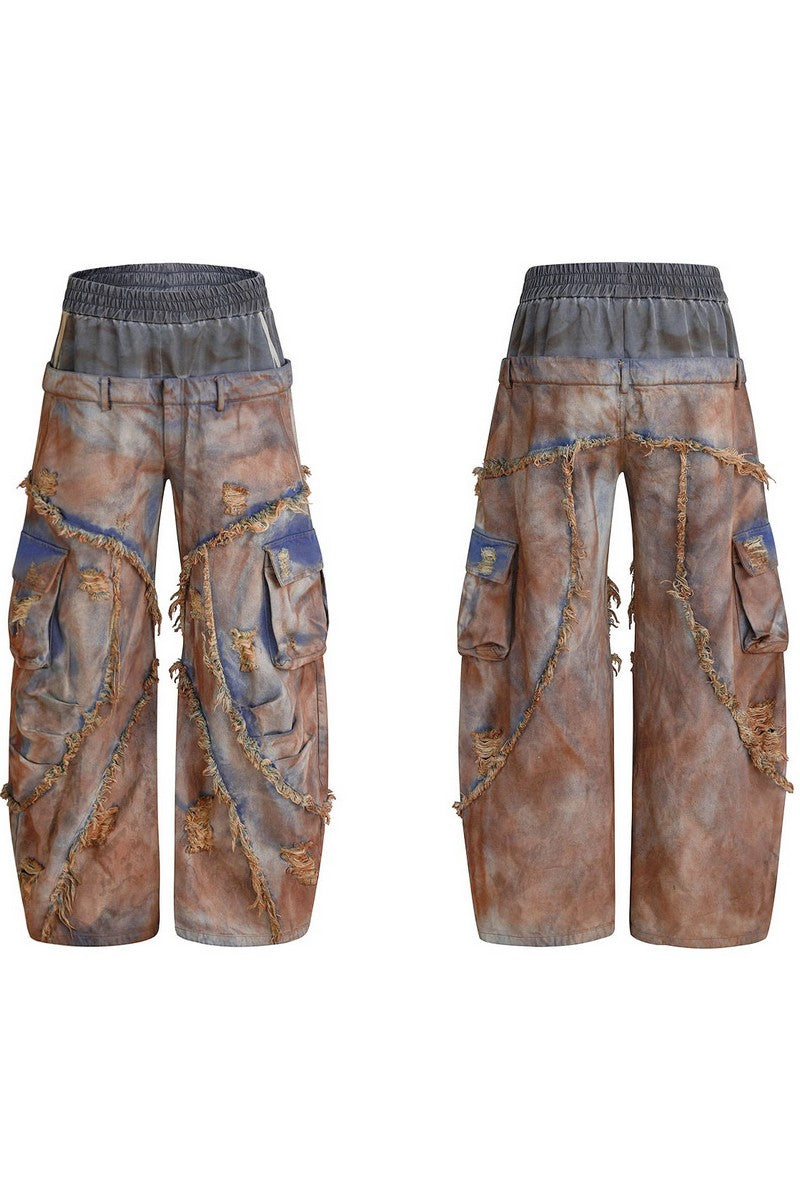 Dyed Deconstructed Layered Jeans