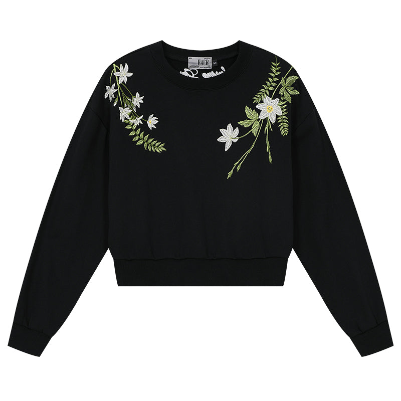 Green Wreath Cropped Sweatshirt