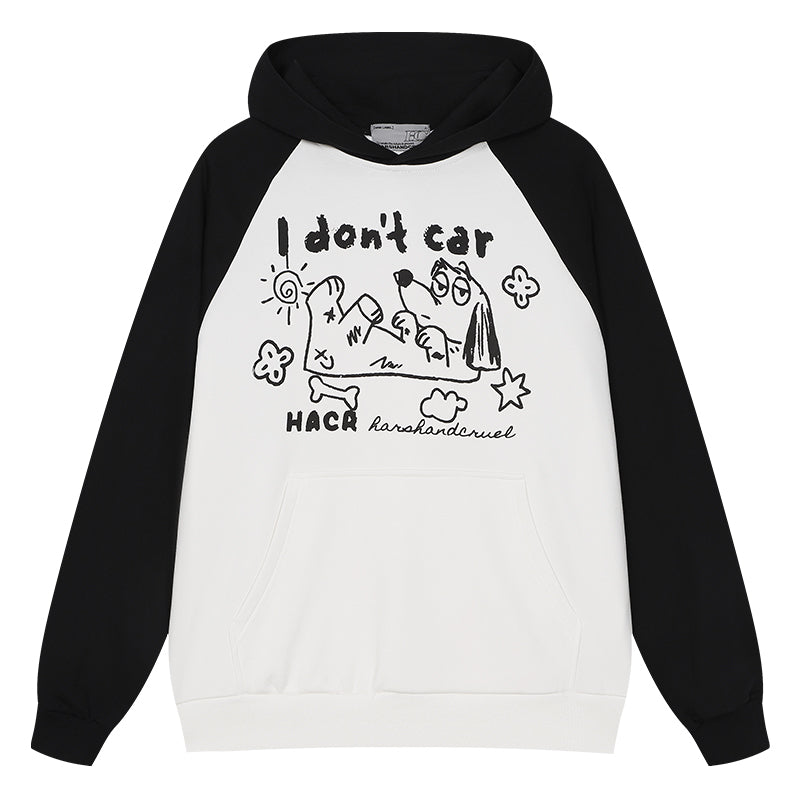 Hand Drawn Dog Raglan Hoodie