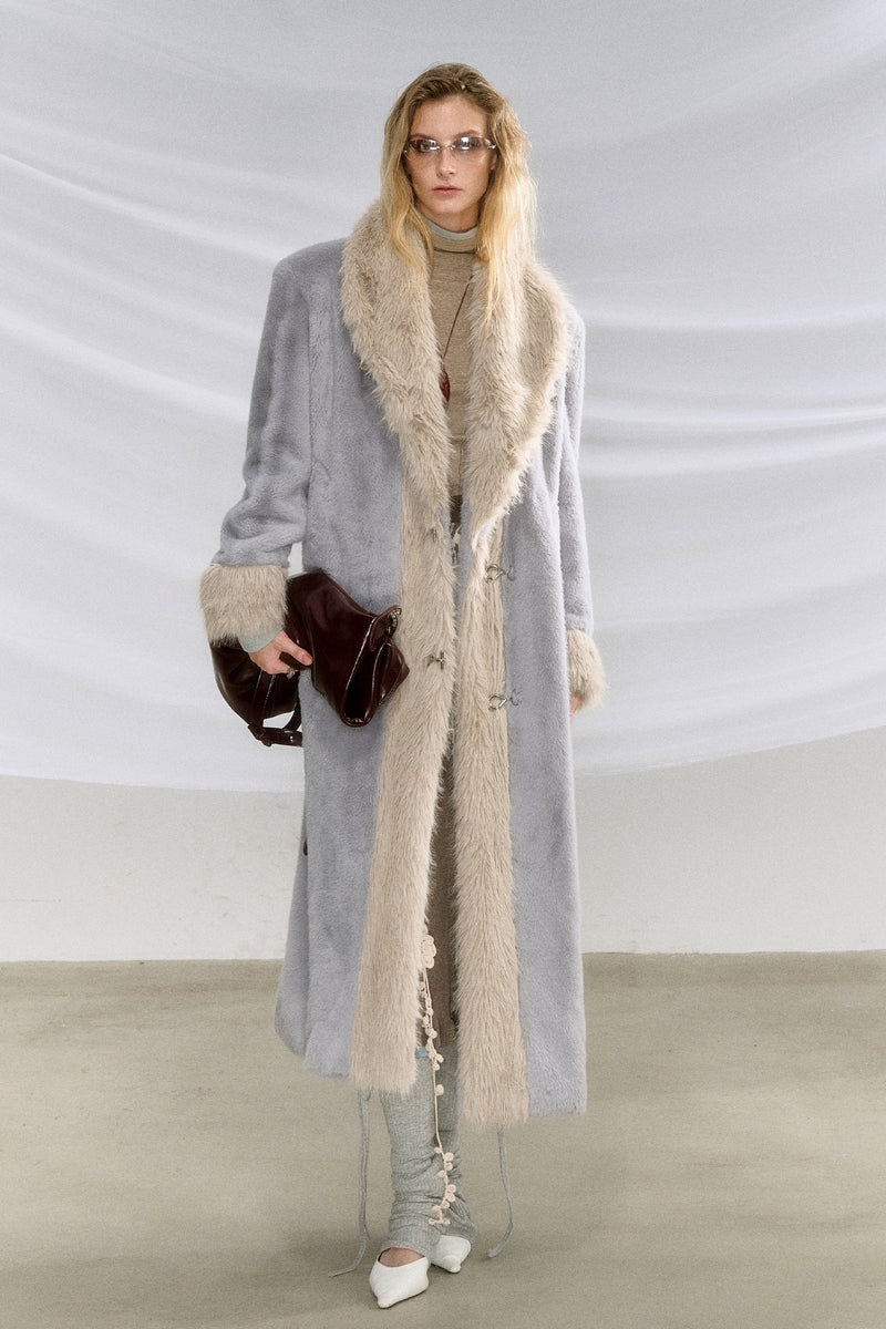 faux fur wool blend cardi - small