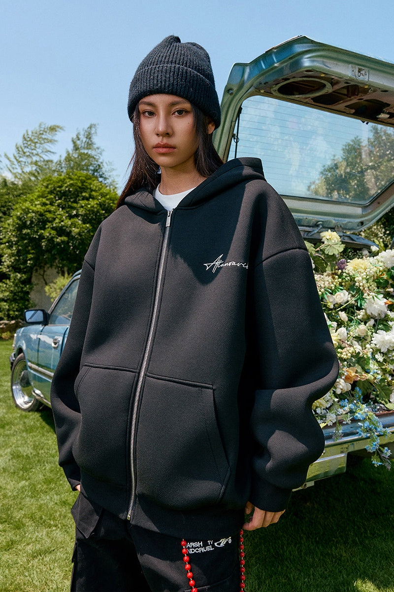Oversized Embroidered Zip up Hoodie – Copping Zone