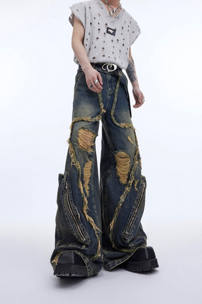 Deconstructed Retro Ripped Jeans – Copping Zone