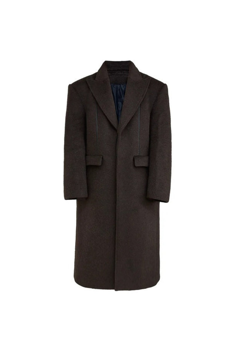 PU Trim Tailored Wool Blend Coat