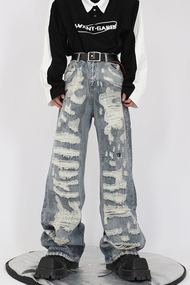 Destroyed Loose Flared Denim – Copping Zone