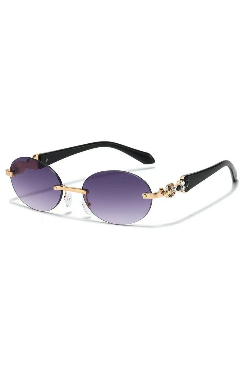 Elegant Rimless Rhinestone Oval Sunglasses