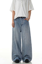 Washed Blue Straight Jeans
