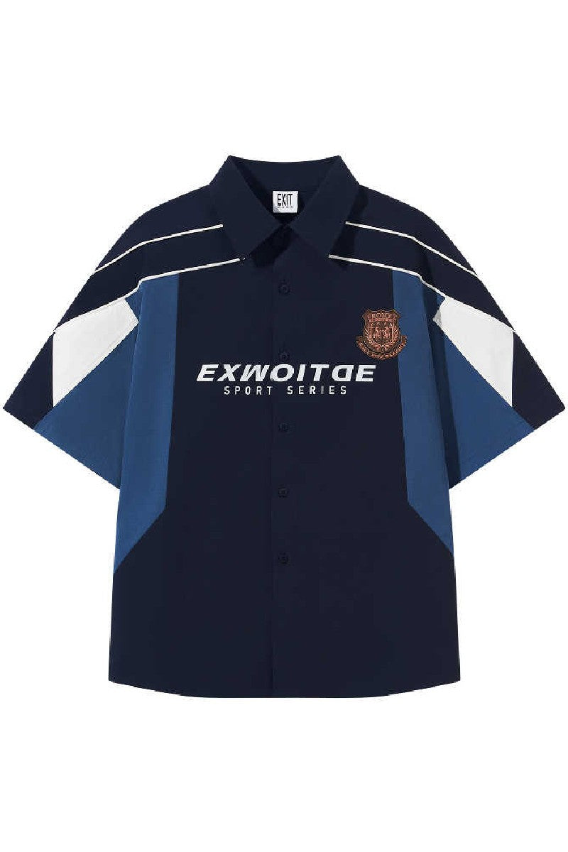 Colorblock Jersey Button Shirt
