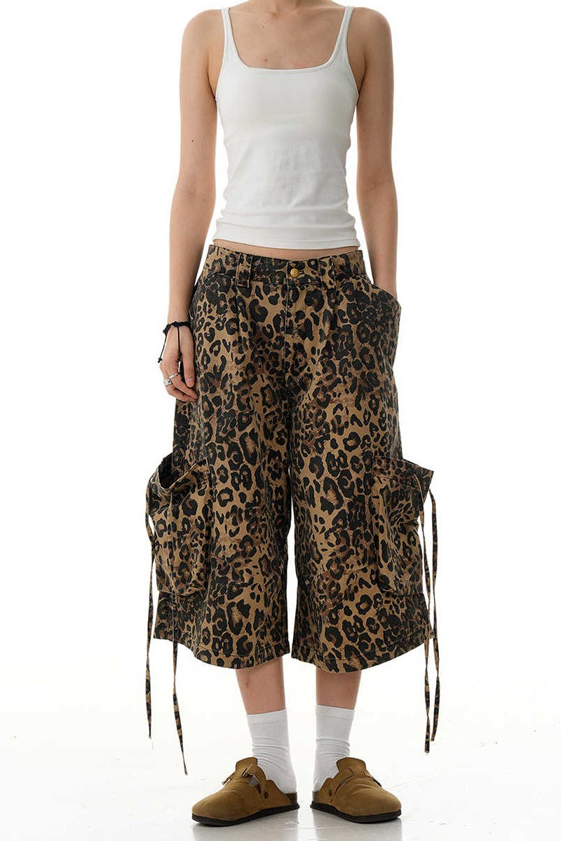 Leopard Print Cargo Jorts