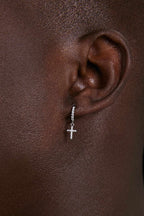 Diamond Cross Hoop Earrings