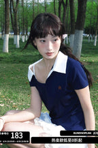 Asym Shoulder Embroidered Polo