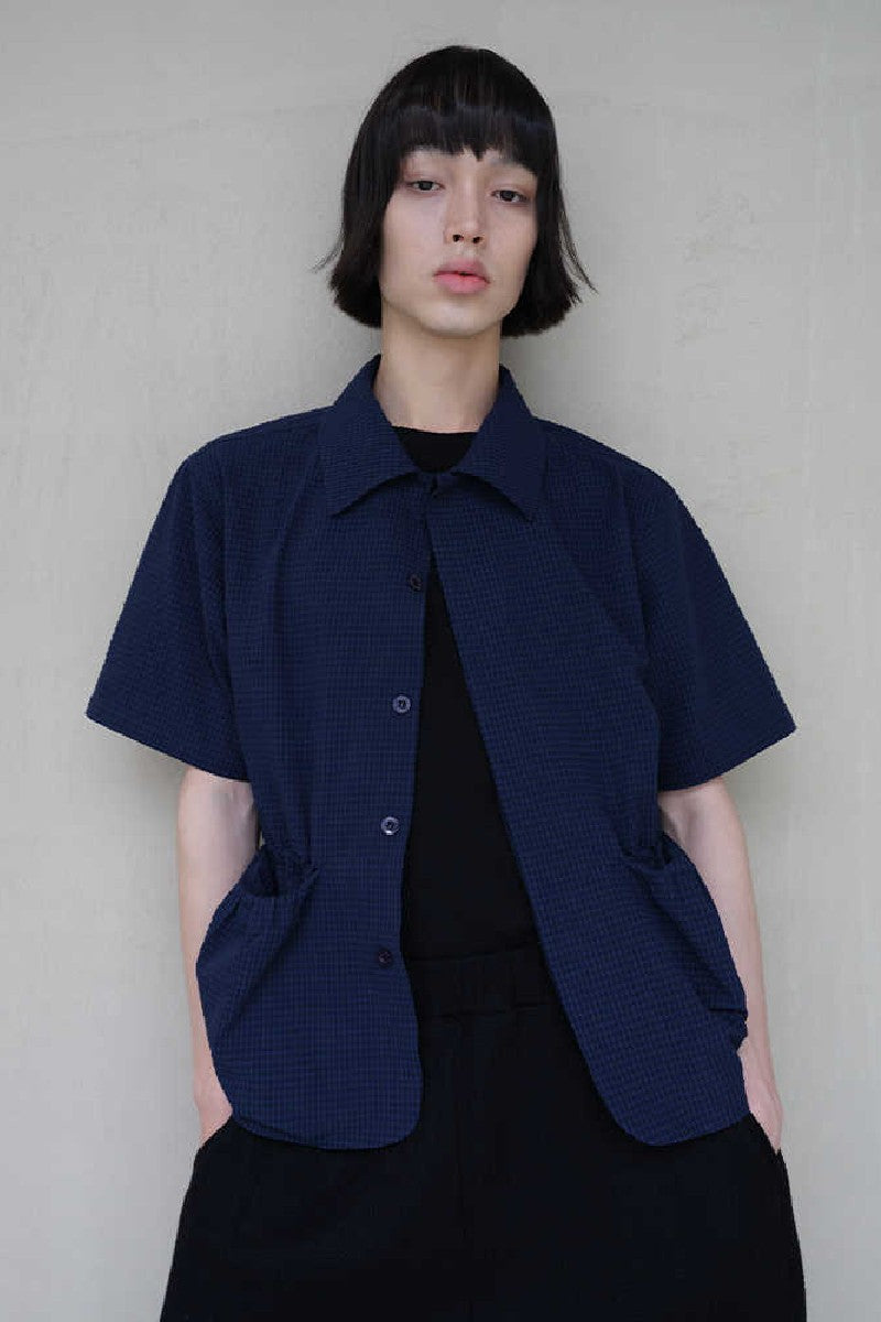Drawstring Crinkle Short Shirt