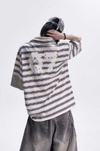 Striped Zip Polo Nylon Tee