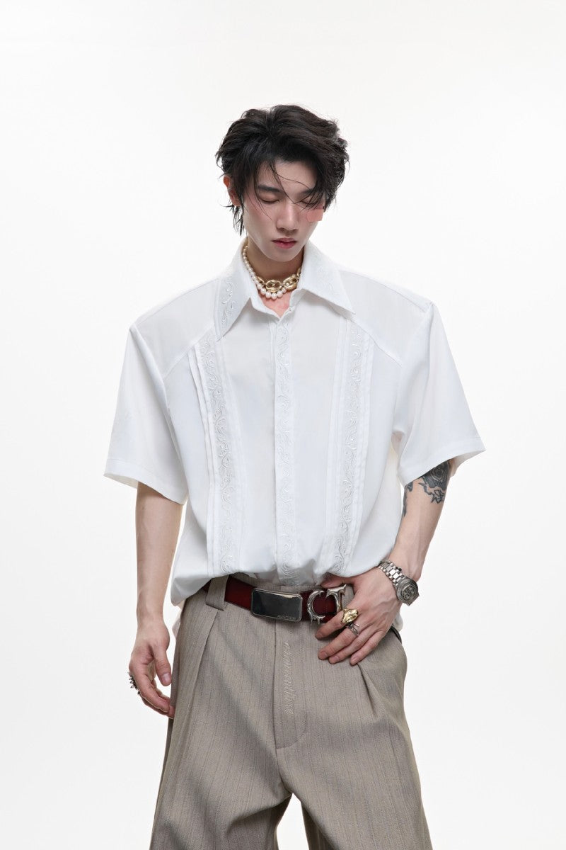 Embroidered Padded Shoulder Shirt