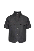 Raw Denim Stand Collar Shirt