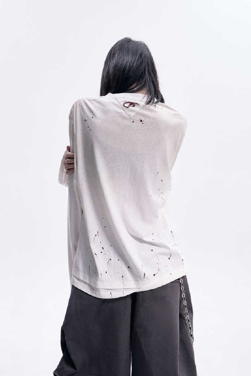 Distressed Ink Print Longsleeve Tee