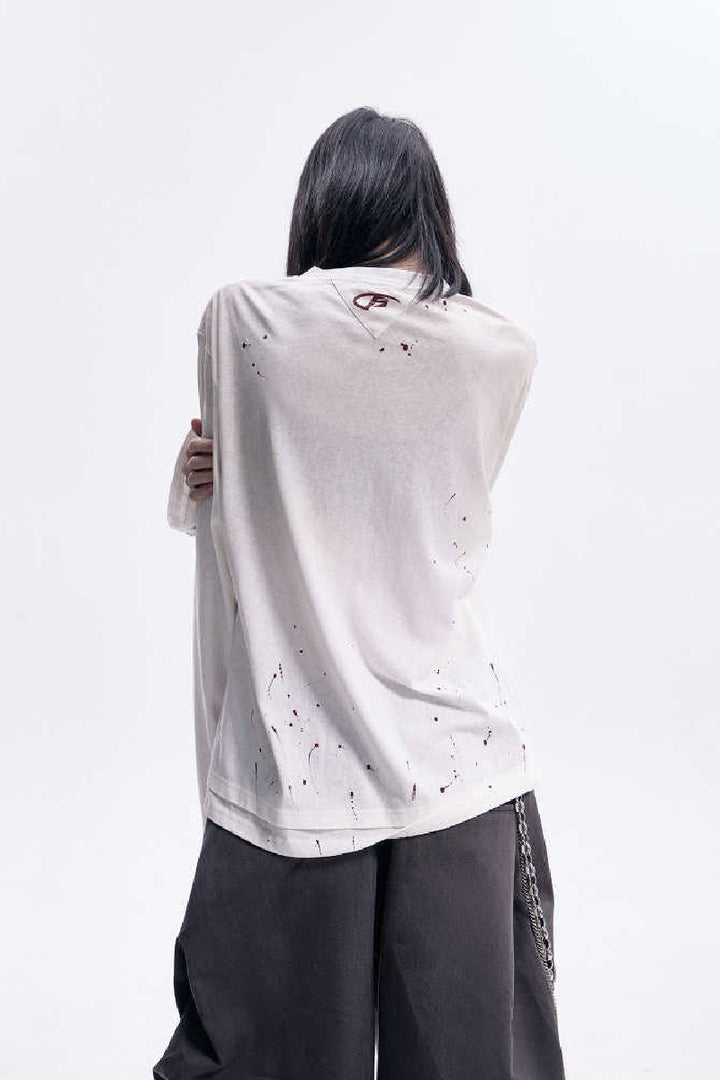 Distressed Ink Print Longsleeve Tee