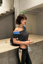 Asym Shoulder Embroidered Polo
