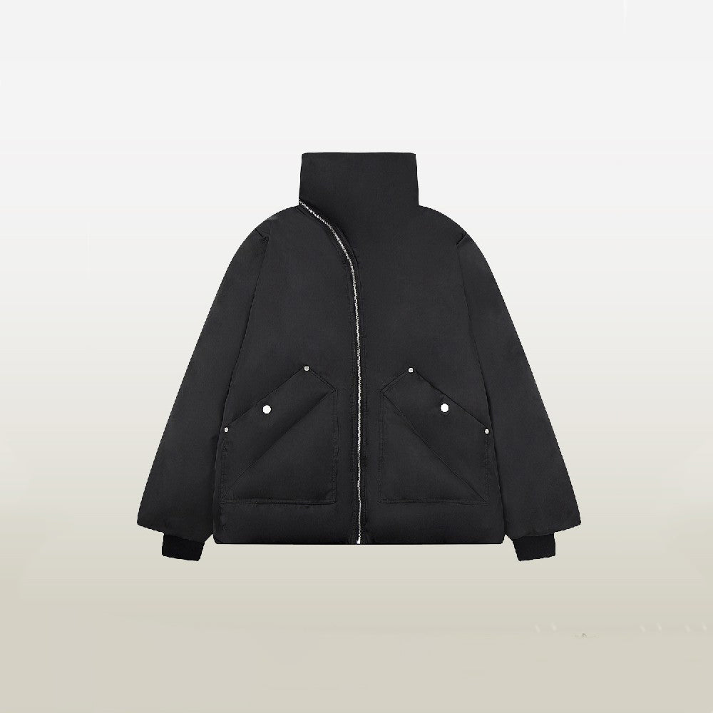 Irregular Zip Puffer Jacket