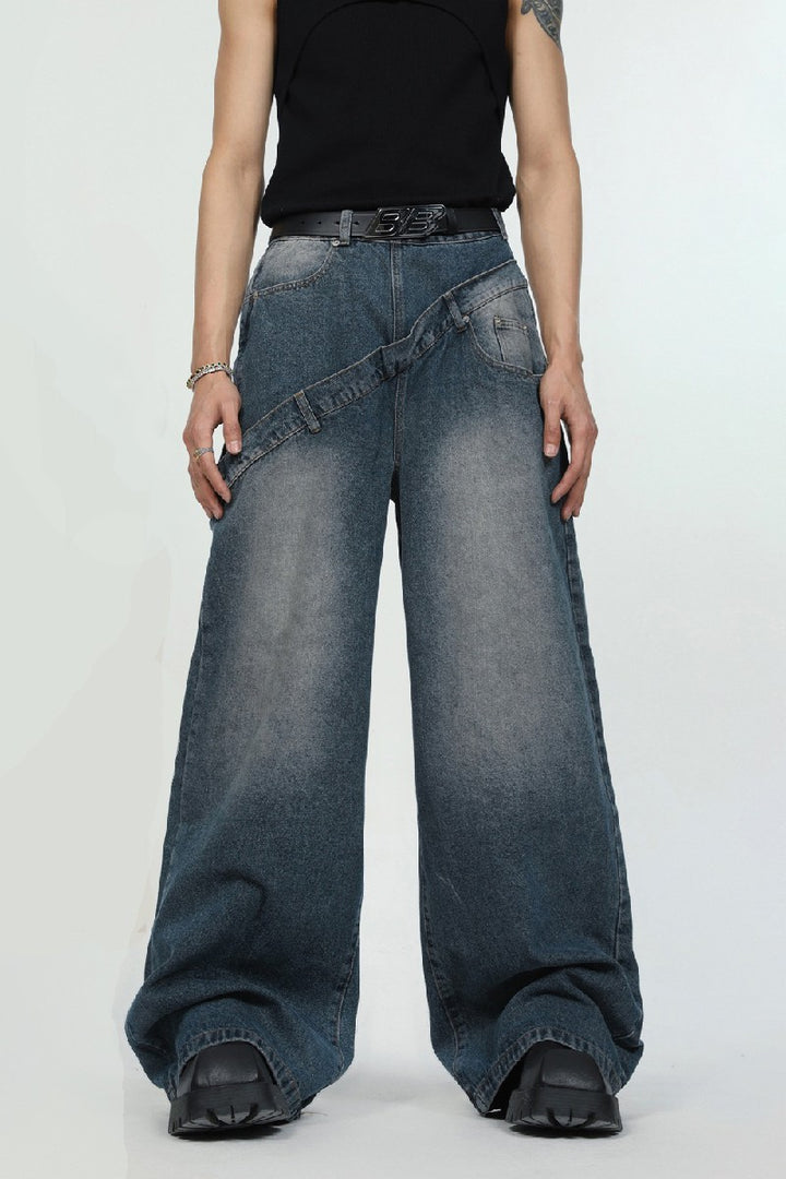 Fake Two-Piece Loose Jeans