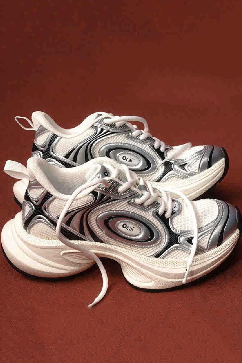 Silver White Disk Runtech Sneakers
