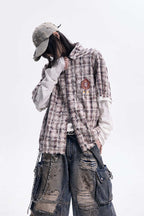 Plaid Raw Edge Polo Shirt